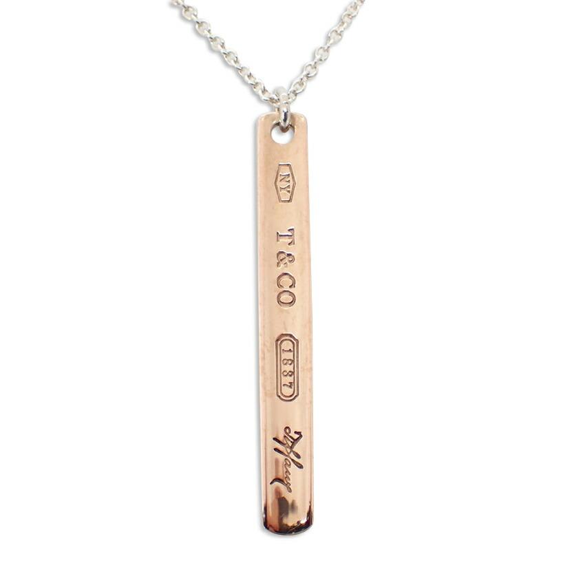 

[Б/у] TIFFANY/Tiffany Metal 1837 Bar Pendant/Necklace [g288-45]
