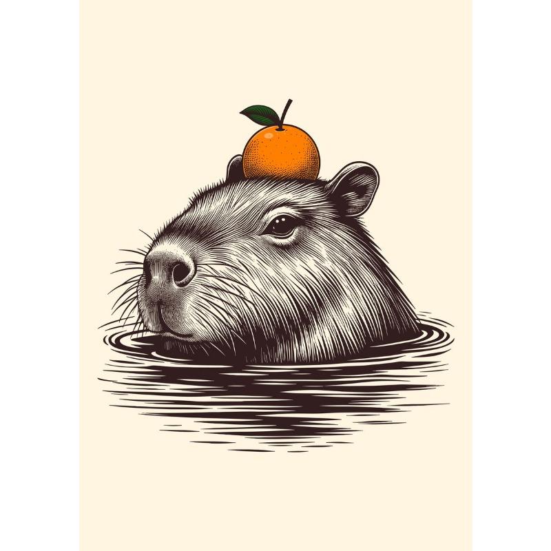 Funny Cute Animal Capybara in Suit Gentleman Drinking Art Posters Canvas Painting Wall Prints Picture for Living Room Home Decor