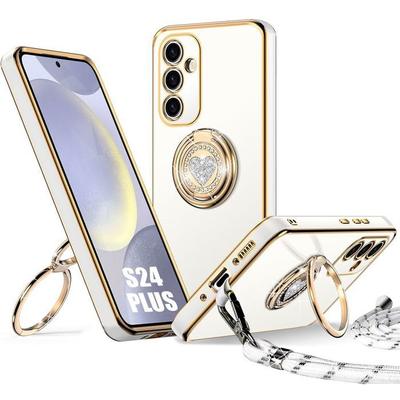 Protective Case - BOOLING - for Samsung Galaxy S24 Plus - Flexible Silicone - with Lanyard - Rotating Ring