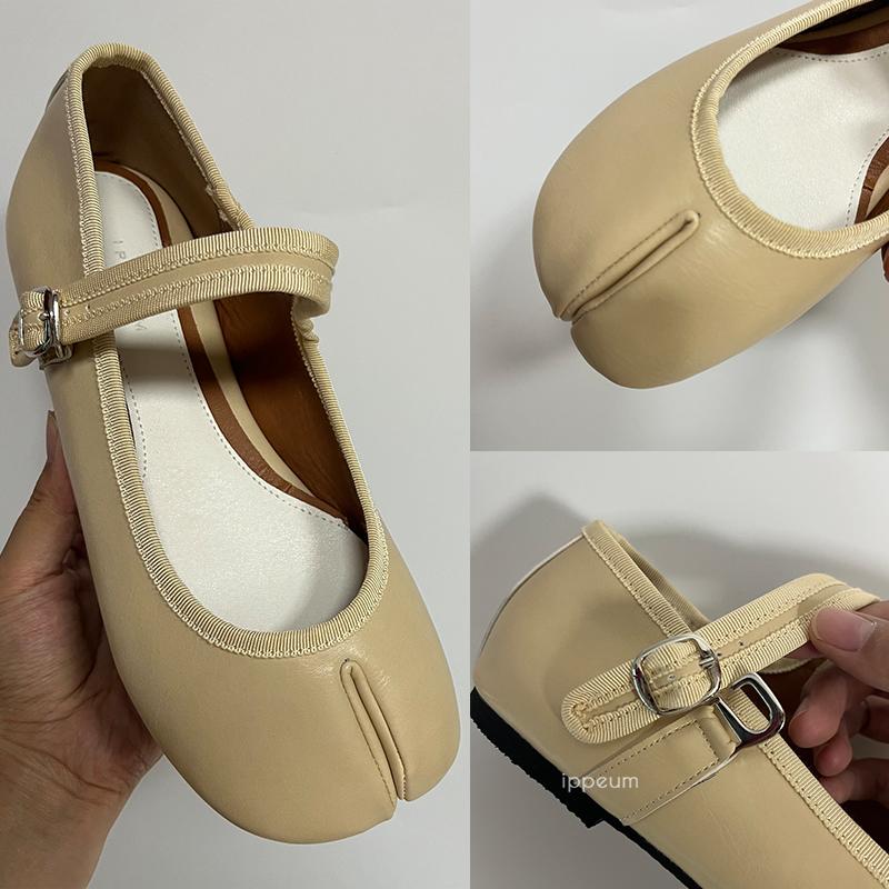 Fashion IPPEUM Black Shoes Split Toe Ballet Flats Women Plus Size 44 Mary Janes Buckle Ballerinas Zapatos Mujer