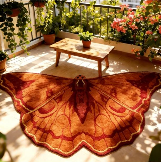 Vlindermotief Onregelmatig Pluche Tapijt Dikke Zachte Vloermat Voor Woonkamer Slaapkamer Huisdecoratie Pluizig Vloerkleed 50x80CM