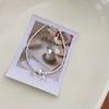 S925 Sterling Silver Small Pieces of Silver Bow Bracelet Pink Love Pearl Bracelet Female Sweet Girlish
