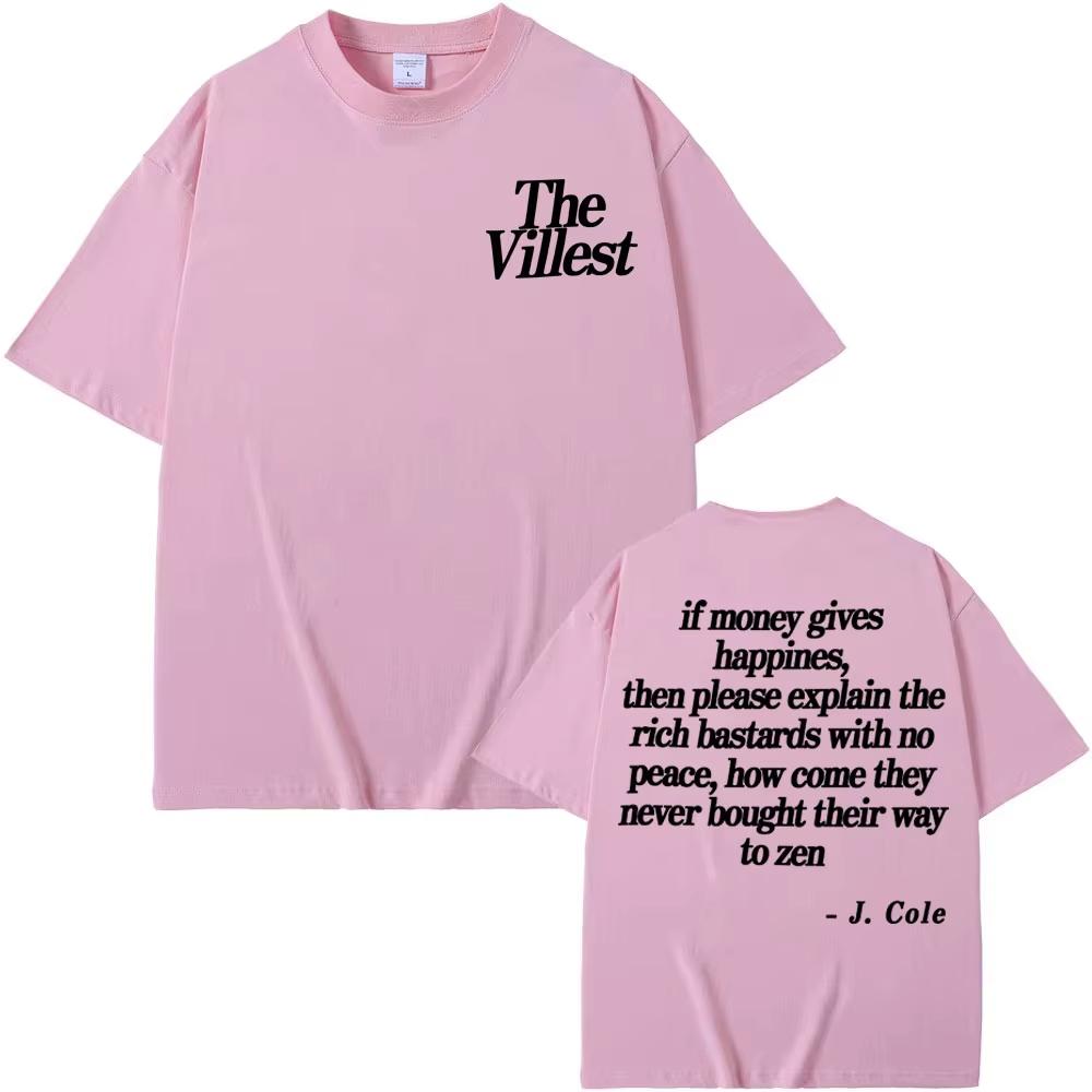 J Cole Dreamville The Fall Off The Villest Lyrics Print Tshirt Unisex Women Fashion Gothic Hip Hop Tshirt Casual pure Cotton Tee S