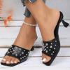 Women's Sandals Fashion Women Summer Sandals With Heels Slippers Rivet Summer Shoes Woman Heeled Footwear Sandalias De Mujer