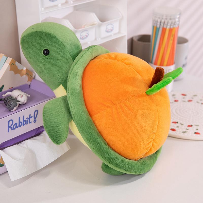 Lovely Pumpkin Turtle Plush Toy Stuffed Fruit Pumpkin Turtle Shellp Tortoise Plushie Dolls for Children Gift for Decora