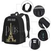 Paris White School Bags Travel Laptop Backpack Paris Eiffel Tower Street Style Cool Lifestyle