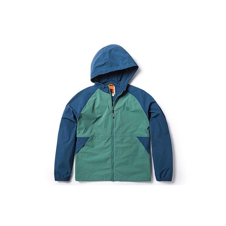 

Timberland Green and Blue Color-Blocked Hooded Windproof Jacket A66EF-CL6 S