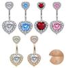 Love Double Heart Belly Button Ring Stainless Steel Body Piercing Jewelry Zircon Navel Ring Girls
