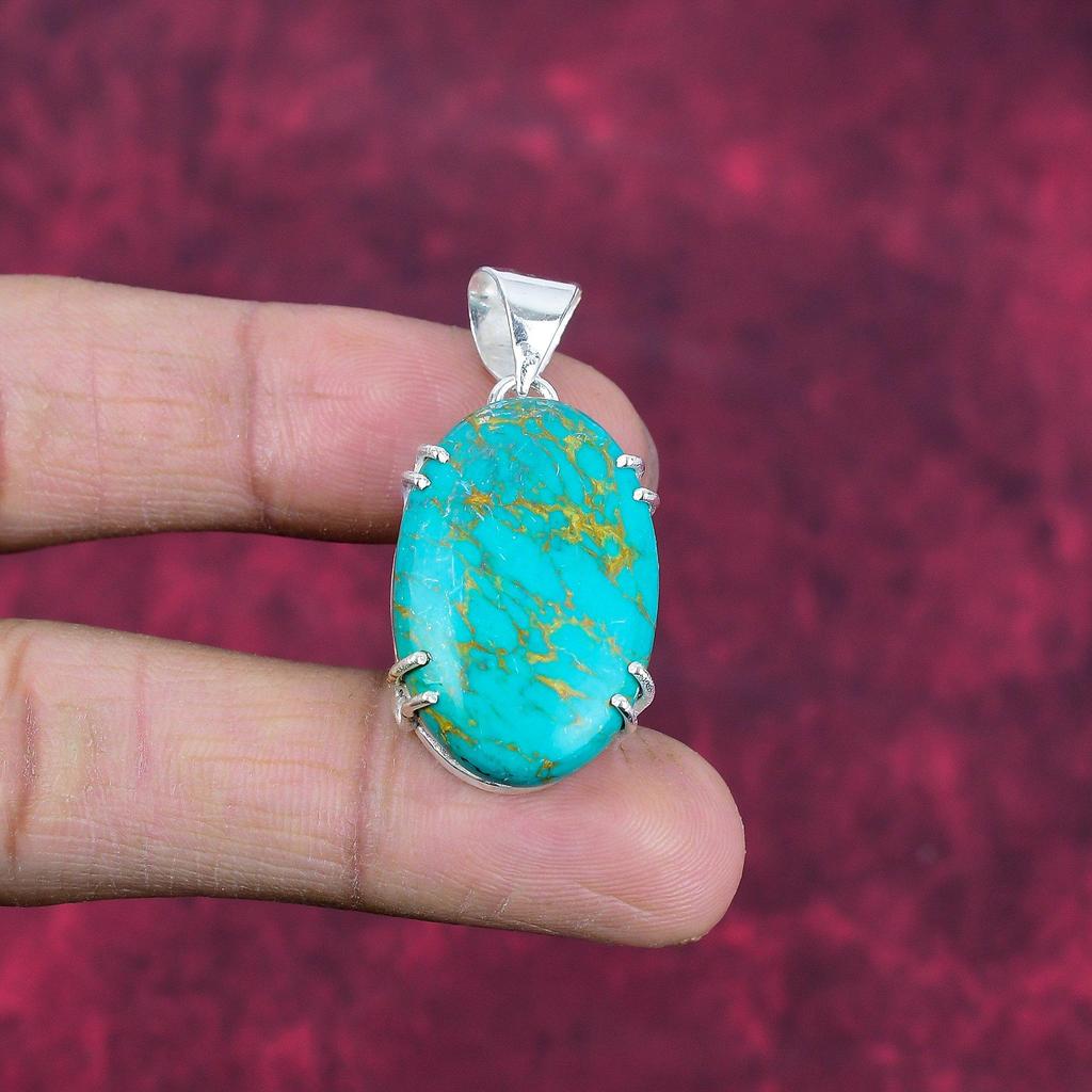 Arizona Türkis Edelstein Anhänger, 925 Sterling Silber Anhänger Schmuck, handgemachter antiker Schmuck Geschenk für Mutter