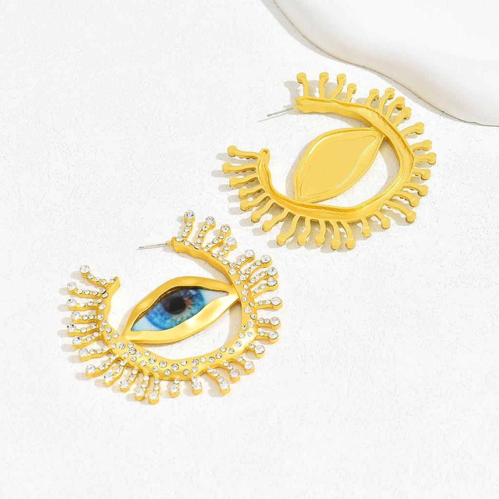 Exaggerated Alloy Diamond Women's Sun Devil Eye Earrings
