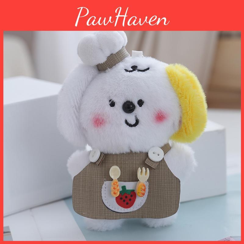 Small Sweet Plush Dog Keychain Cartoon Doll With Adorable Bib Designs Gifts For