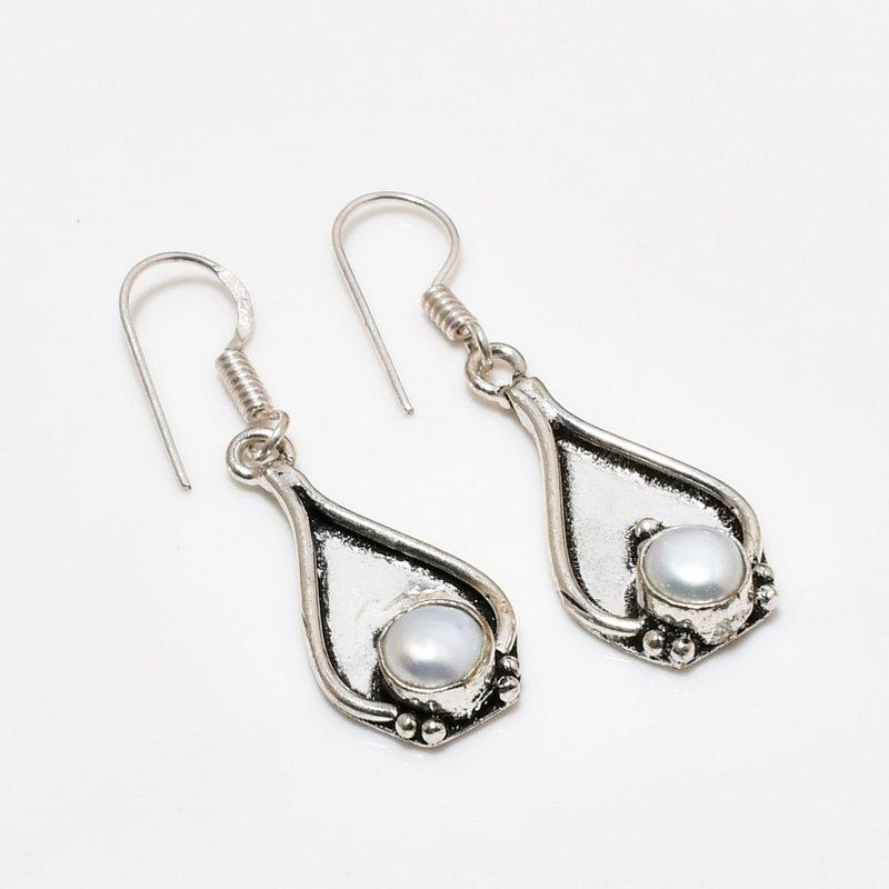 

Pearl Gemstone Handmade 925 Silver Plated Jewelry Earring 1.51