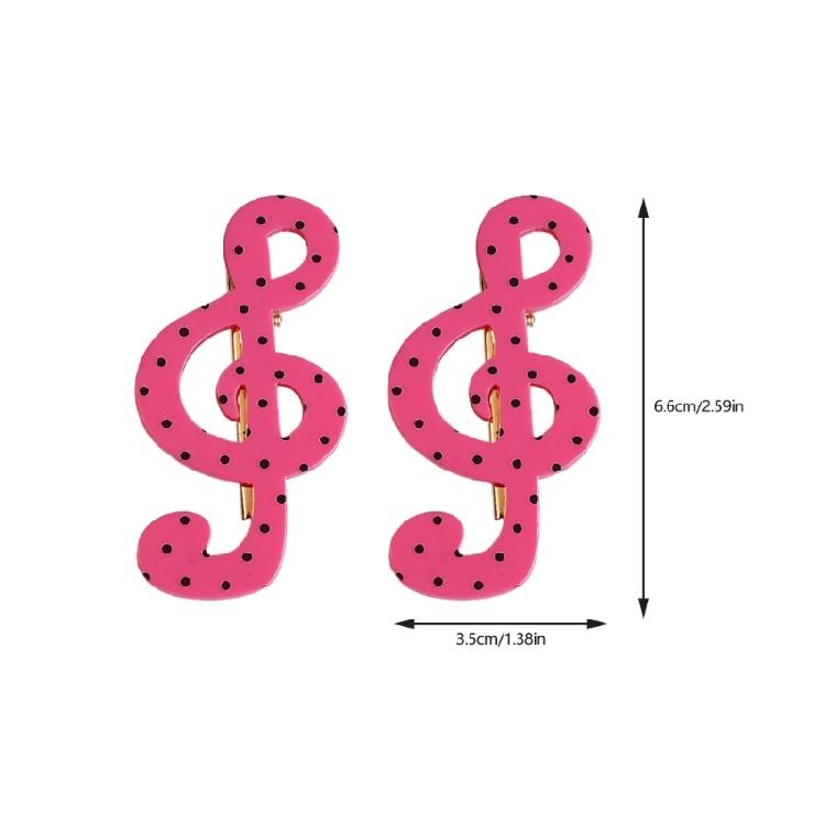 2 Piece Lovely Star Dot Music Symbol Hair Clip Safe Acrylic Hair Decorations Barrettes Present For Kids Adults
