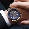 Men's Stainless Steel Watch Big Face Gold Black Analog Quartz Watch Luxury Waterproof Date Dress Watch Men