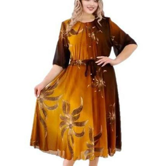 Rochie Europeană și Americană Retro cu Imprimeu, Mâneci Șapte Sferturi, Protecție Solară, Lungime Medie