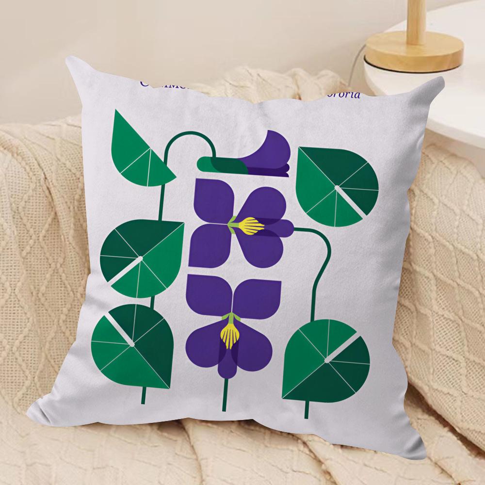 Flower Art Simple Cushion Cover Silky Short Plush DoubleSided Printed Pillow Case for Sofa All Seasons Home Decor Gift