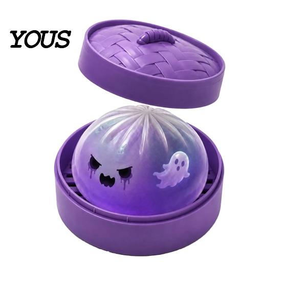 Sensory Fidget Toys for Kids Ghost Dumpling Stress Ball with Steamer, Maltose Slow Rising Squeeze Toy, Fun Gadget Reduction Halloween Toy Anxiety