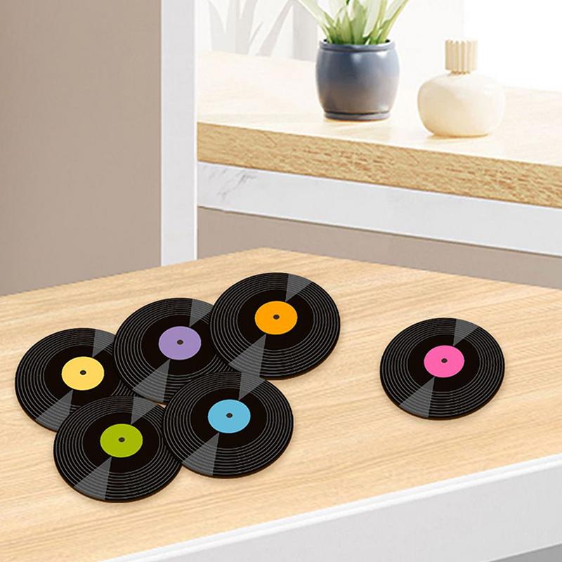 Record Getränkeuntersetzer Niedlich Retro Musik Untersetzer Lustig Niedlich Schallplatte Möbel Klassisch Kreativ Getränkeausrüstung Tassenhalter Vielseitig