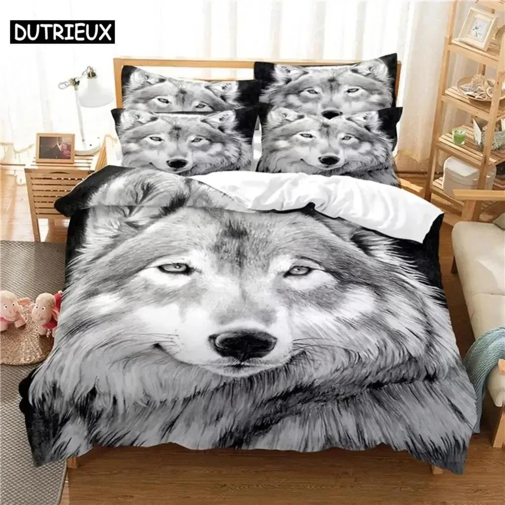 Luxury New 3D Print Love Wolf Comfortable Duvet Quilt Cover Pillowcase Bedding Set Children Bedroom Decoration Home Textile