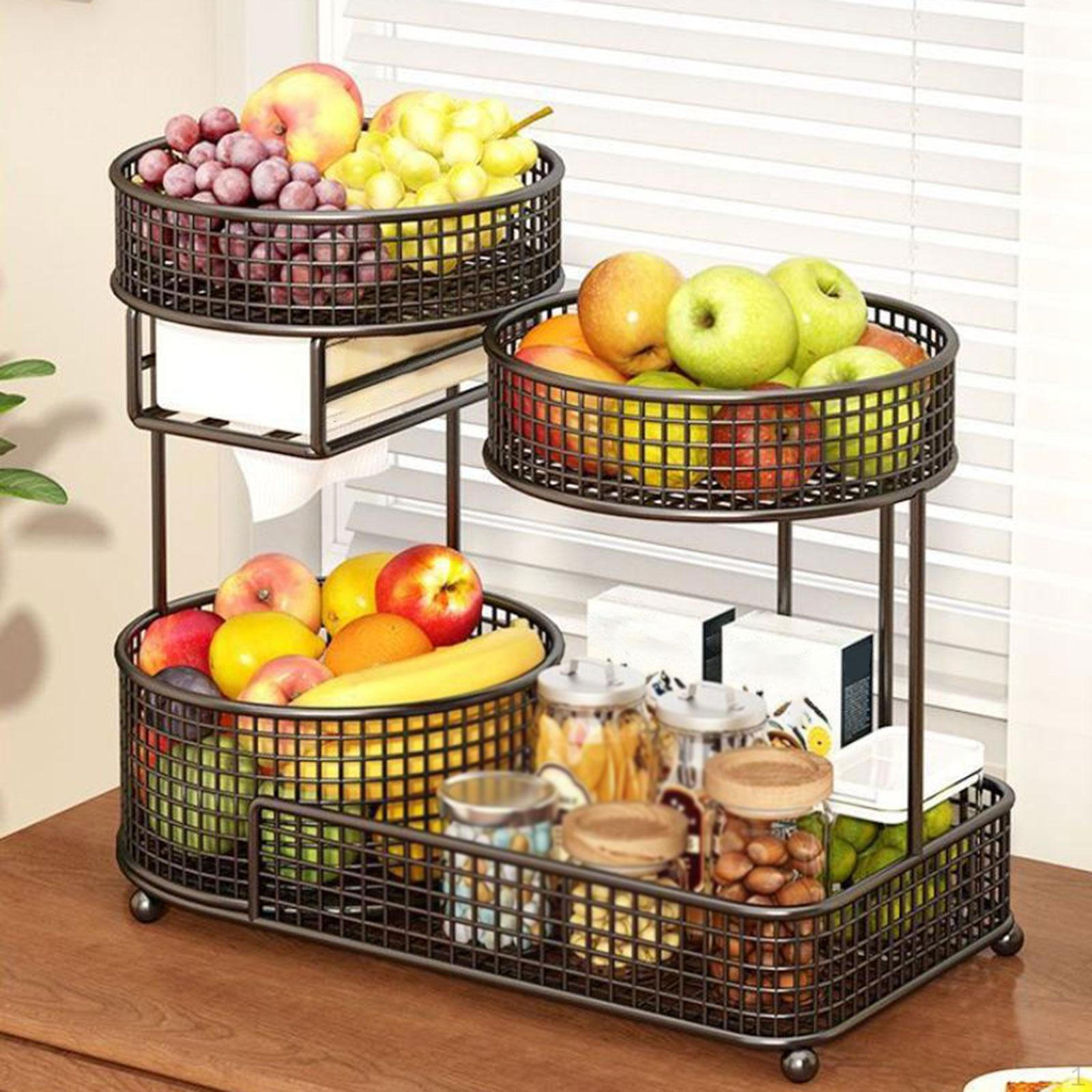 

Fruit Basket 3 Tiers Iron Storage Stand for Party Counter Dining Table Black чорний