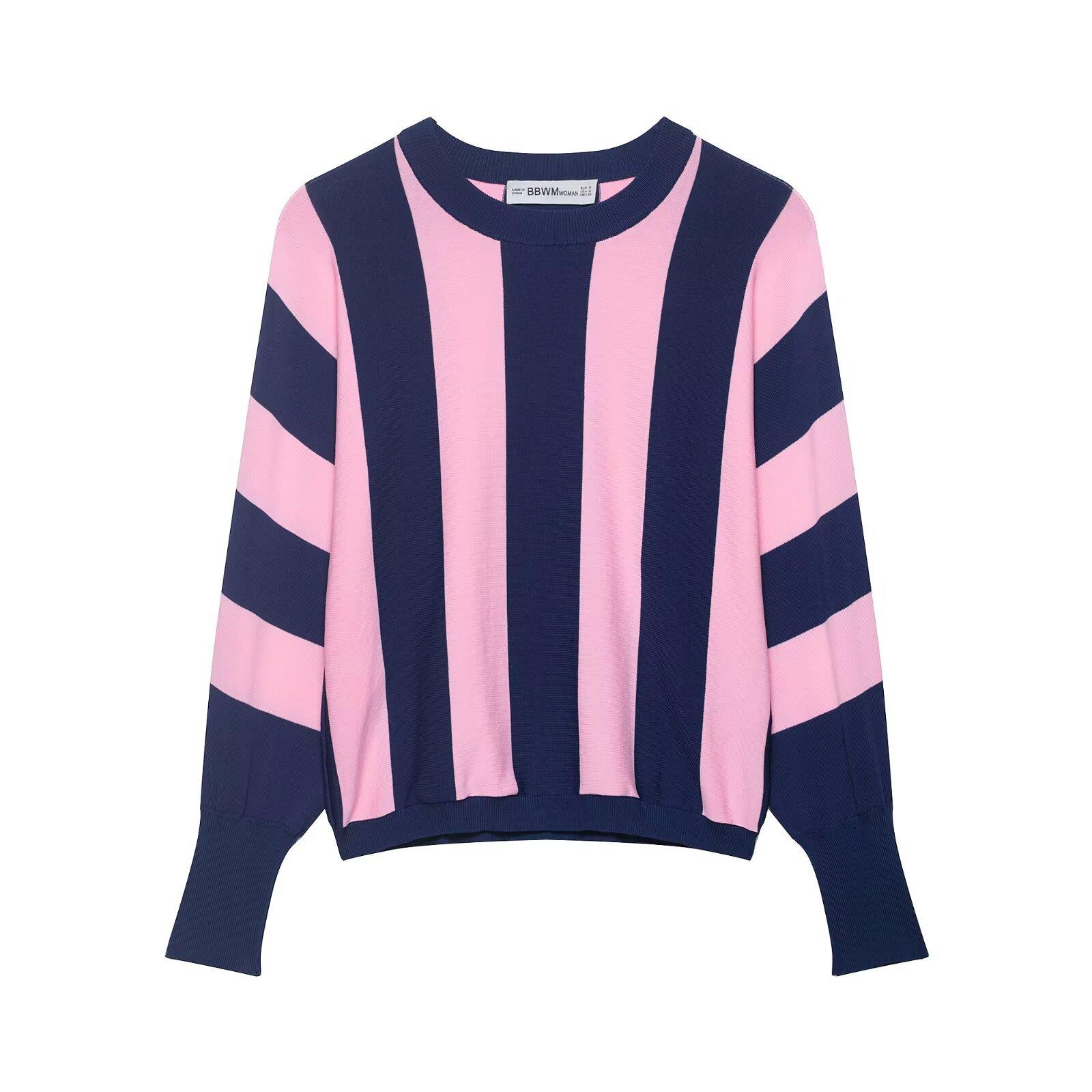 European and American style new women s wear, versatile, fashionable striped knit sweatshirt 3653016 S