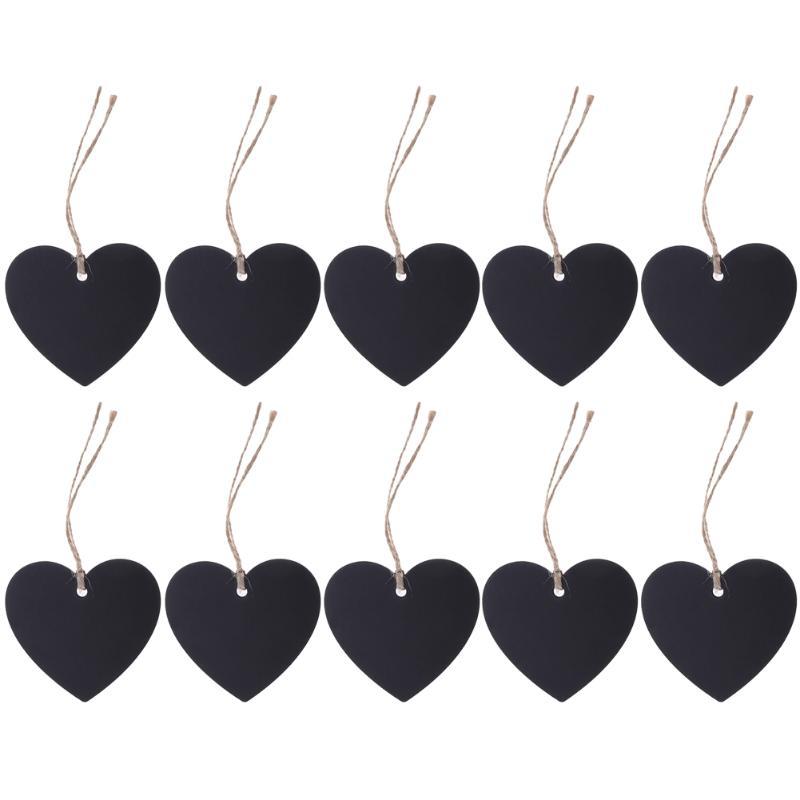 10PCS Rectangular Small Blackboard Hemp Rope Pendant DIY Double Sided Wooden Home Decoration Office Classroom Display Tag