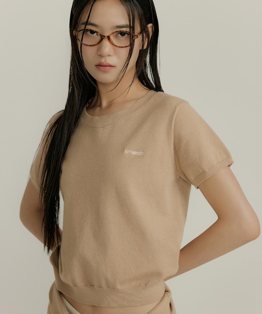 CITYBREEZE Essential Round Neck Short Sleeve Knit_Beige