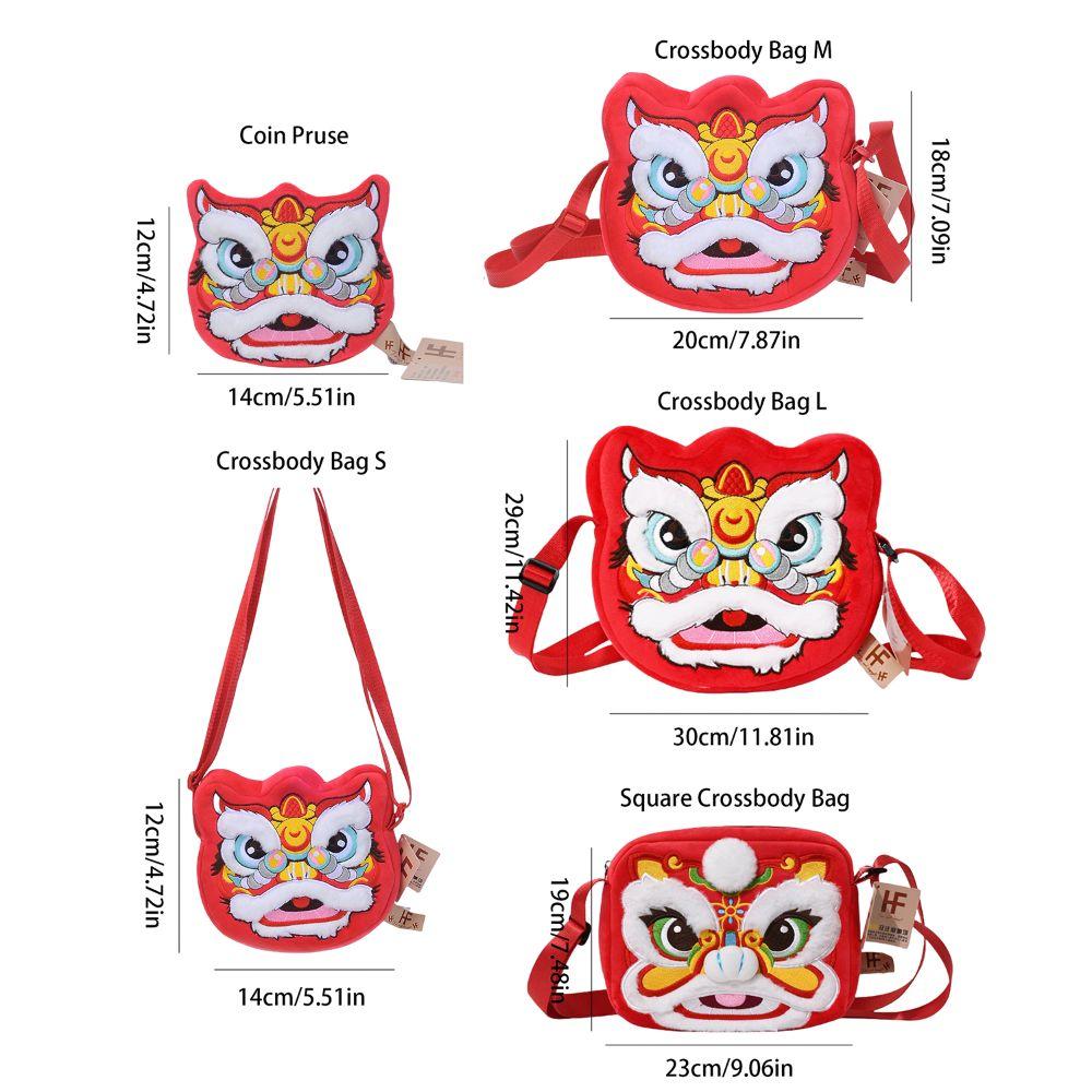 Soft Lion Dance Shoulder Bag Plush Red Lion Coin Pruse  Pay a New Year Call