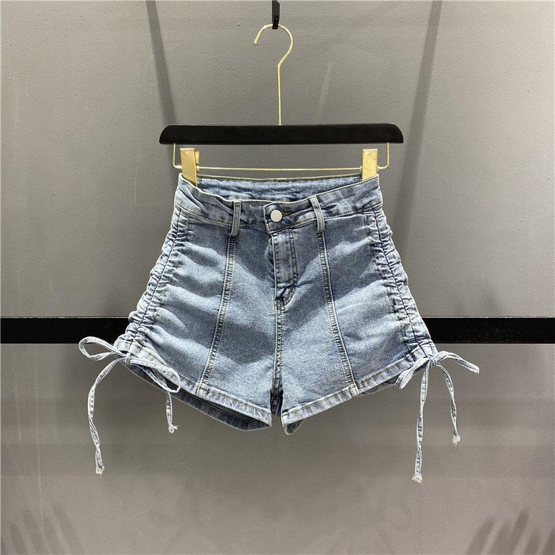 

Модные летние женские джинсы, джинсовые шорты, свободные повседневные тонкие шорты со сборками, брюки L