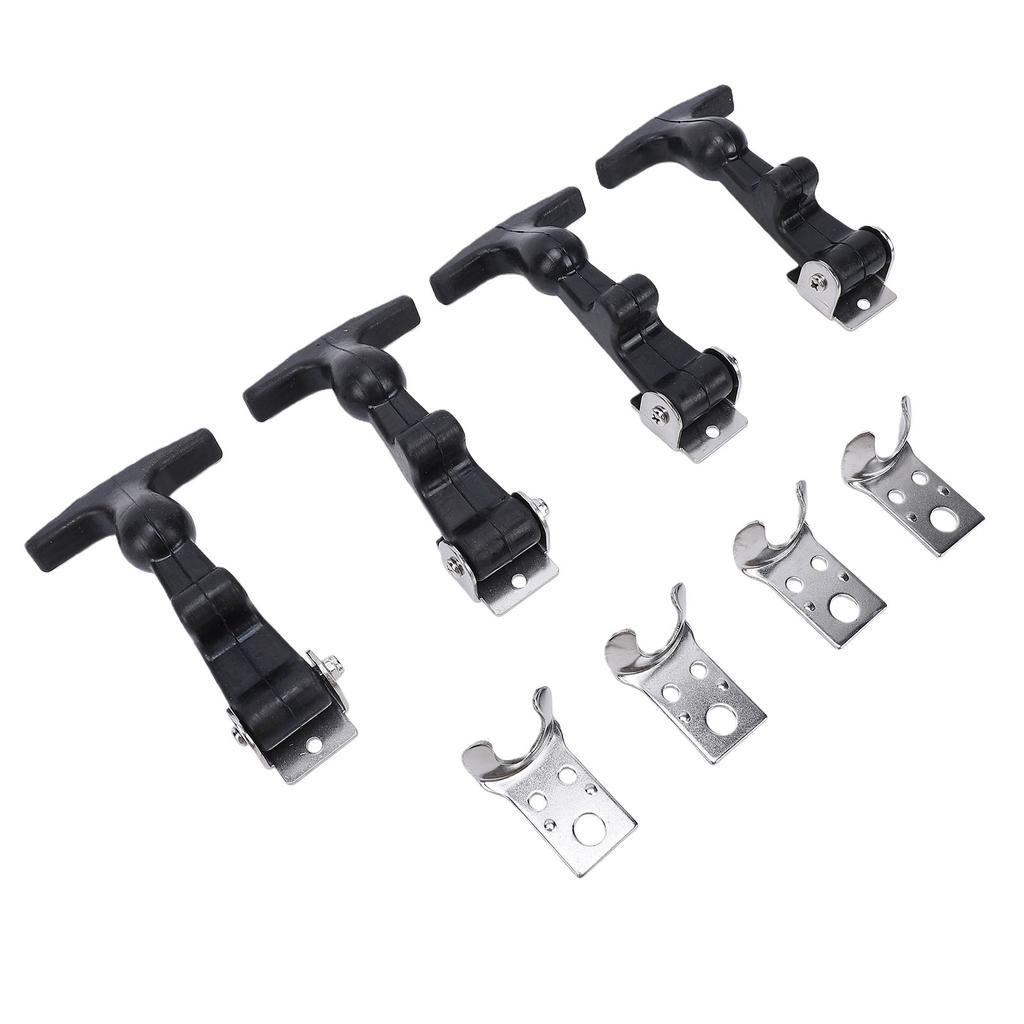 4Pcs Elastic Stainless Steel Rubber Hood Catch Flexible T Handle Hasp Rubber Flexible Draw Latches with Brackets for