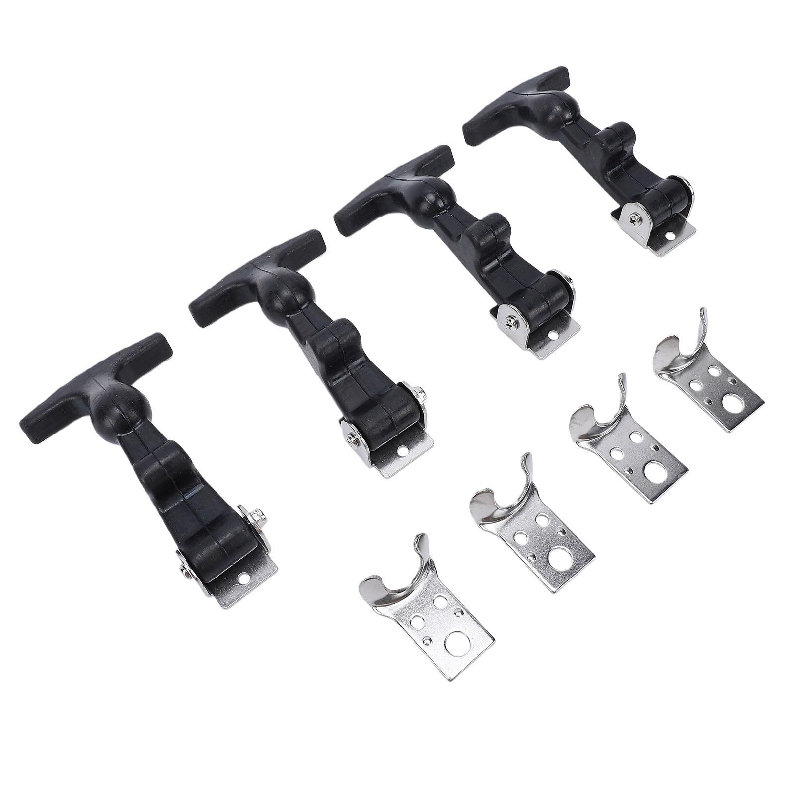 

4Pcs Elastic Stainless Steel Rubber Hood Catch Flexible T Handle Hasp Rubber Flexible Draw Latches with Brackets for
