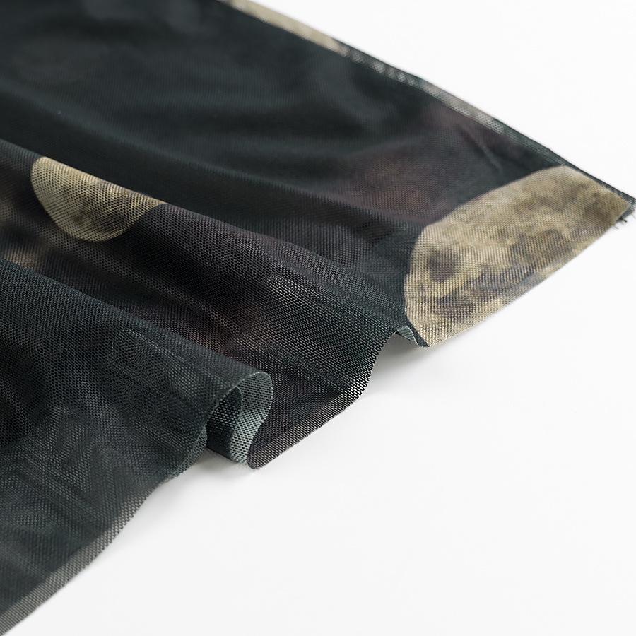 2025 Spring Women's European & American Style Slimming Mesh Print Long Sleeve Dress