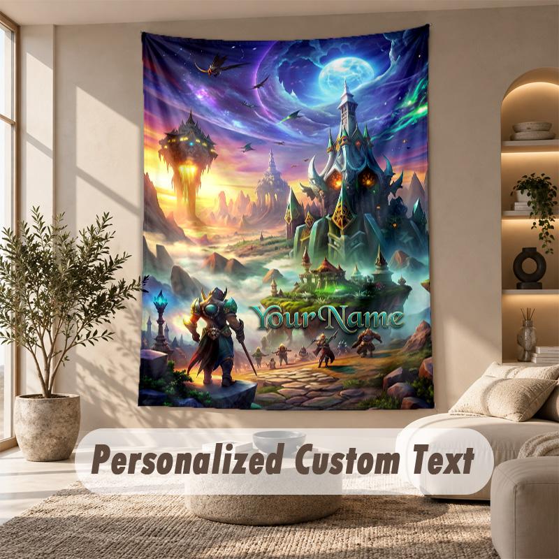 Tapestry Custom Name Text, Wall Hanging Tapestry Home Room DecorWorld of Warcraft