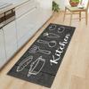 Dark Wood Grain Hand Drawn Kitchen Utensil Mat Set Waterproof Non Slip Runner Rug Wear Resistant Easy Wipe Kitchen Doormat