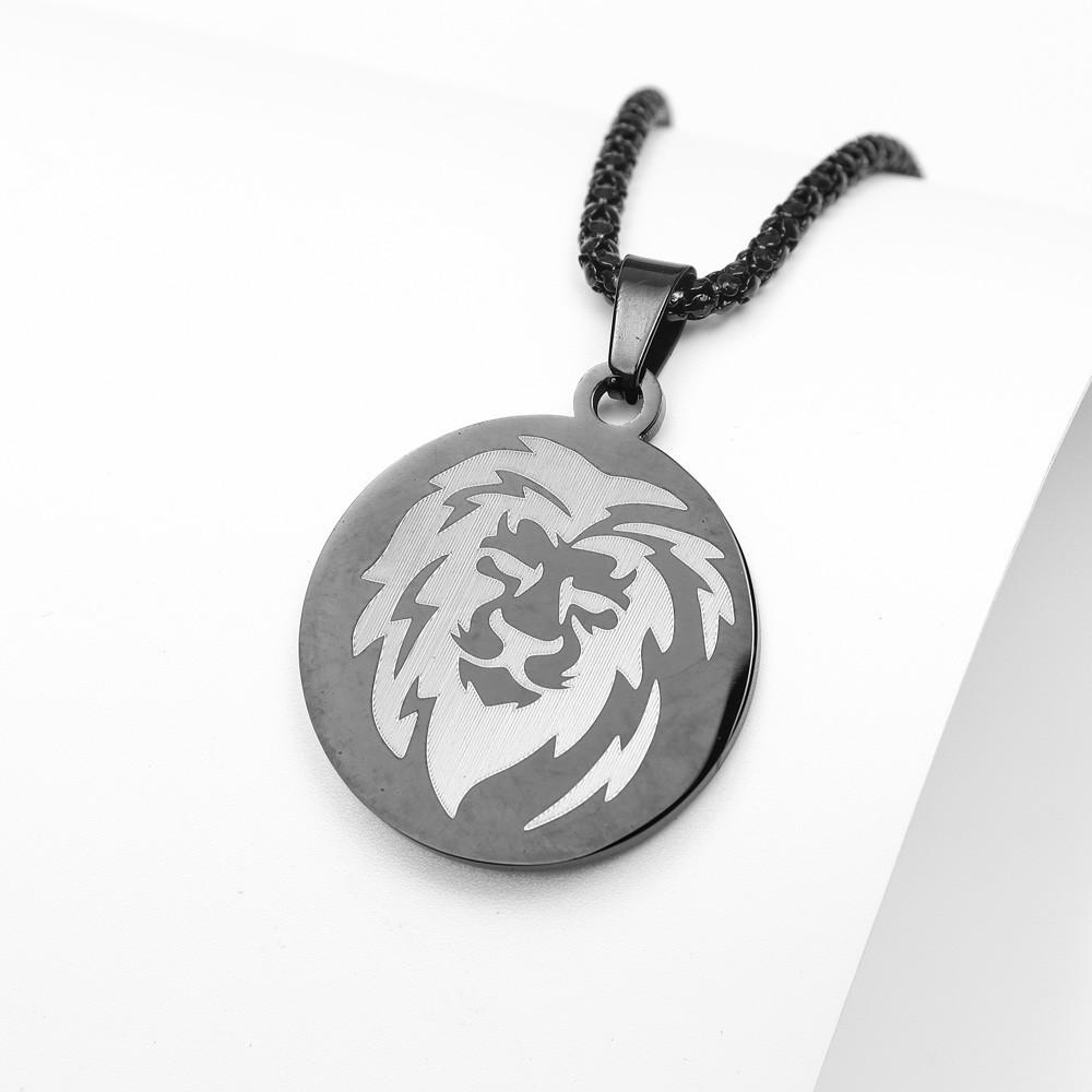 New Fashion Engraved Lion Pendant European and American Animal Men's Necklace