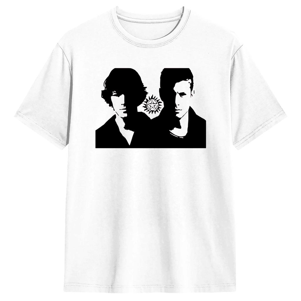Hipster Dean and Sam Supernatural TShirt Unisex Crewneck 100 Cotton T Shirt Short Sleeve Tees Plus Size Clothing