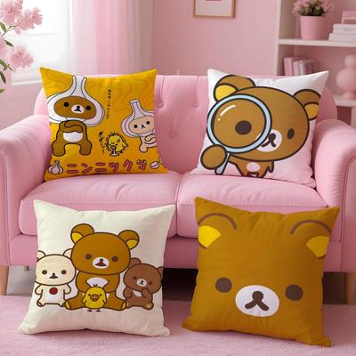 R-Rilakkuma Cute Cushion Cover Comfortable Reversible Pillow Cover Ideal for Car Sofa Bedroom & Beyond
