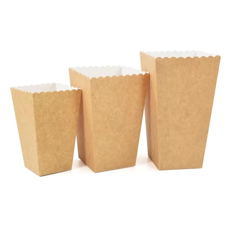 10Pcs Kraft Paper Popcorn Boxes Container, Birthday Party Movie Night Fries Cup, Snack Buckets Wedding Favors Gift Box Supplies