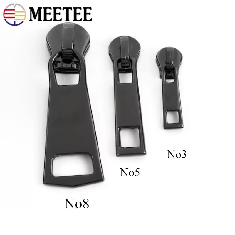 Meetee 5/10Pcs 3# 5# 8# Metal Zipper Puller Sewing Zippers Slider for Clothes Bag Pocket Zips Repair DIY Hardware Accessories