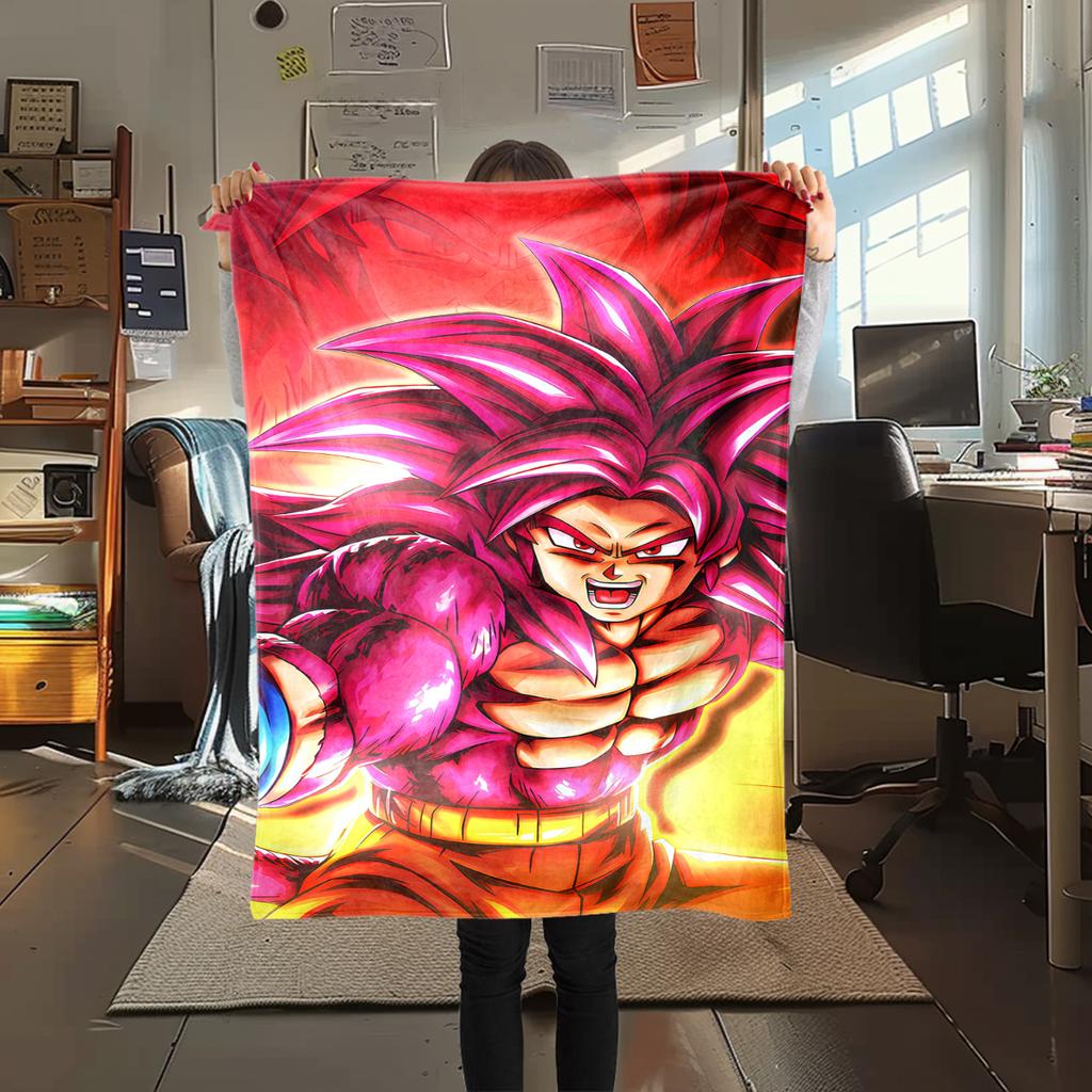 1pz Coperta in Flanella con Stampa Son Goku, Alta Qualità per Tutte le Stagioni, Decorazione per la Casa, Calore e Comfort, Perfetta per Regali di Natale