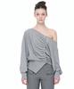 AEGO FREEDOM LAB Drape Tuck Off-Shoulder Top_Light Gray