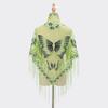 Luxury Flower Lace Hollow Scarf Butterfly Print Tassel Triangle Shawl Wraps Polyester Mesh Scarves Bridal