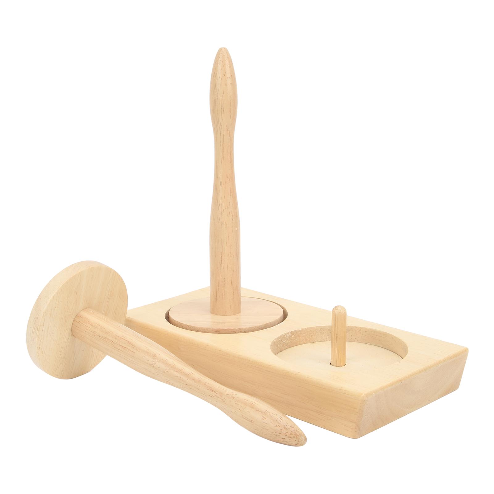 Double Yarn Ball Holder Spindle Wooden Sewing Crocheting Tool Spinning Yarn Thread Holder Dispenser for Knitting