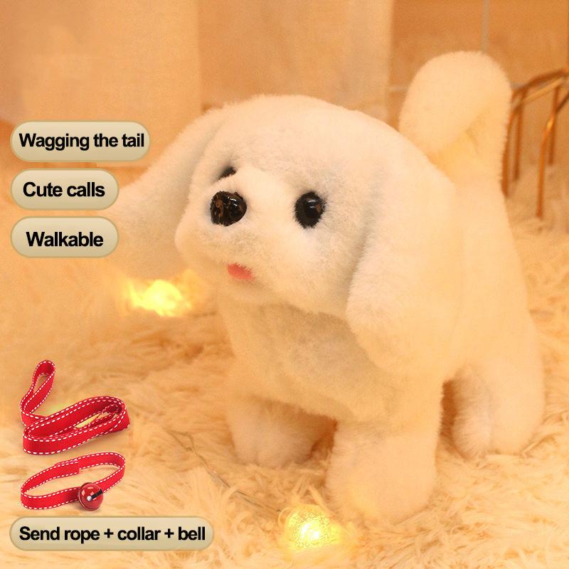 Peluche Realistico Simulazione Cane Carino Giocattolo per Bambini Può Camminare Chiamare Robot Interattivo Elettrico Cane Robotico Regalo di Natale per Bambini Piccoli