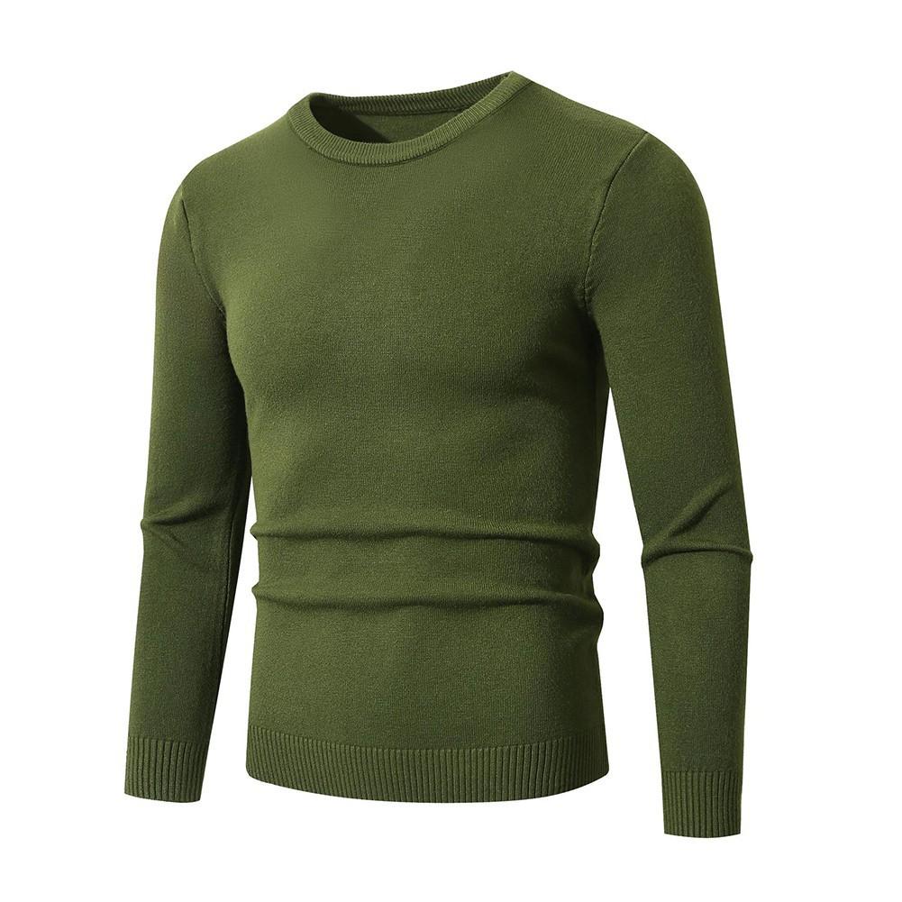 Men S Slim Fit Crew Neck Long Sleeve Knit Sweater Autumn Casual