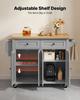 Kitchen Island Cart with Storage, 1110 mm Wide Mobile Rolling Storage Island on Swivel Wheels, with 2 Drawers, Storage Cabinet, Spice/Towel Rack,
