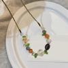 Nature Inspired Floral Bead Necklace Sophisticated Resin Adjustable 45cm Chain Elegant Everyday Accessory