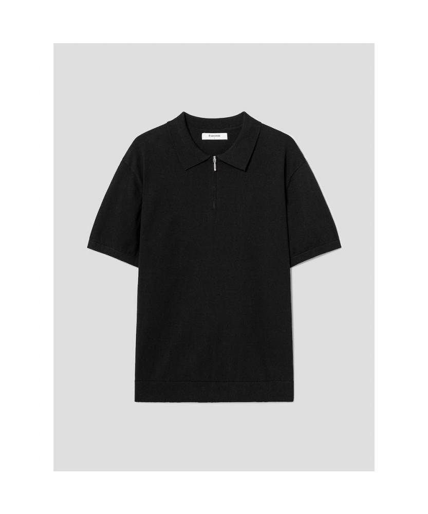 8SECONDS Quarter Zip Collared Knit Pullover - Black