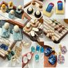 Hong Kong Retro Color Block Resin Stud Earrings - Niche High-End Fashion for Women