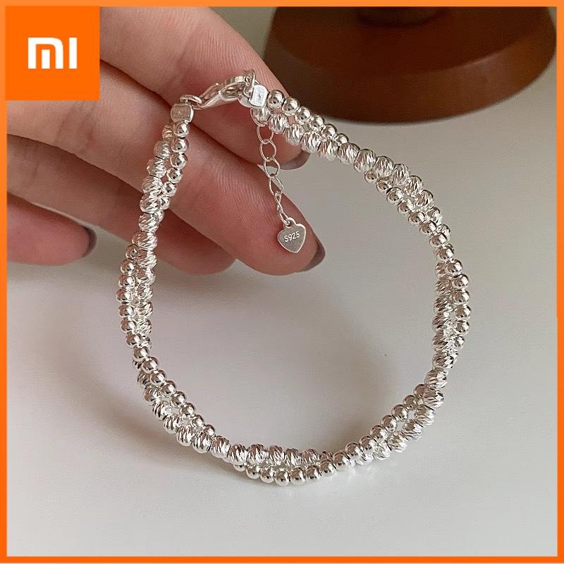 Xiaomi 100% Solid 925 Sterling Silver Retro Bracelet for Women Men Vintage Handmade Beads Cross Patern Bracelet Birthday Gift